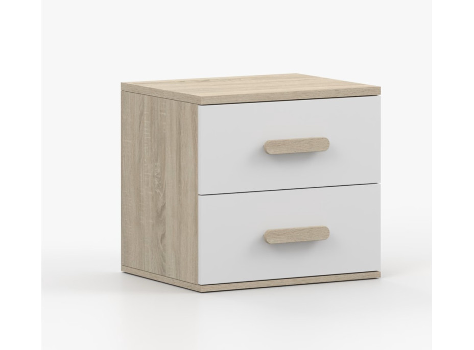 Nočný stolík SCOUT - dub sonoma/biely (8 variant)