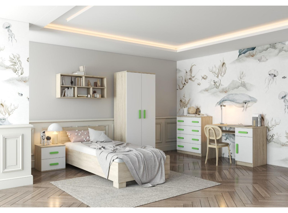 Nočný stolík SCOUT - dub sonoma/biely (8 variant)