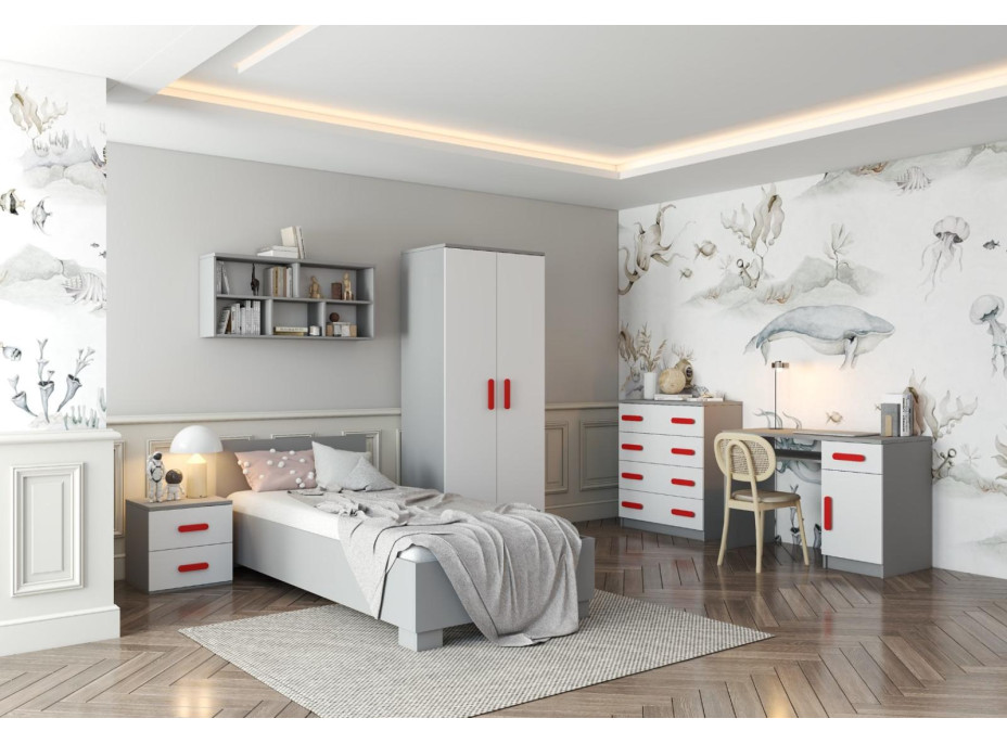 Komoda SCOUT - šedá/biela (8 variant)