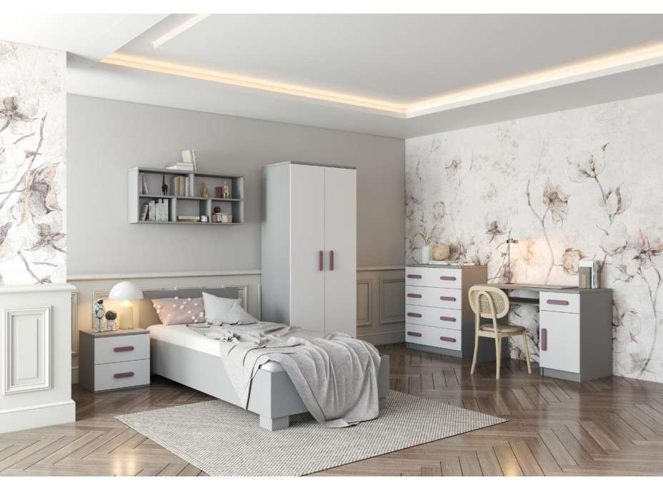 Nočný stolík SCOUT - šedý/biely (8 variant)