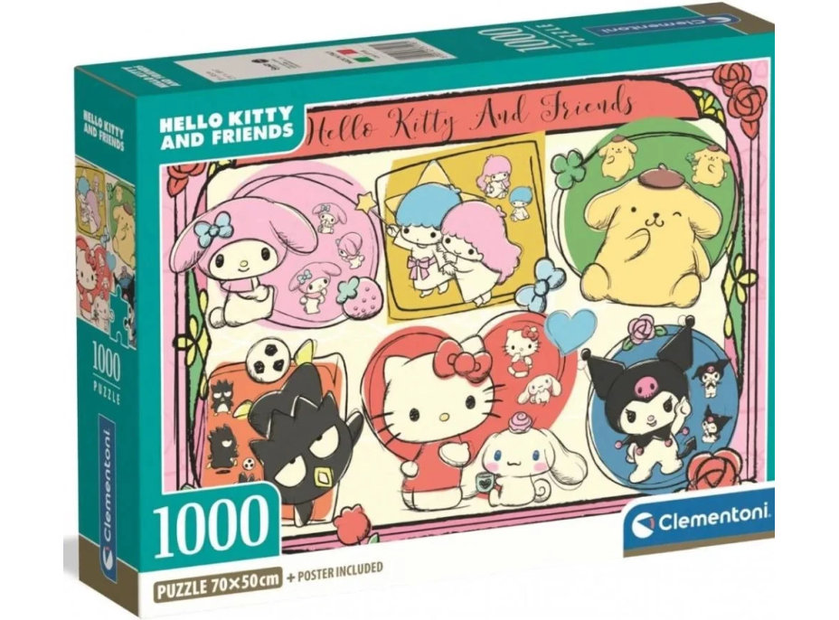 CLEMENTONI Puzzle Hello Kitty a priatelia - roztomilá koláž 1000 dielikov