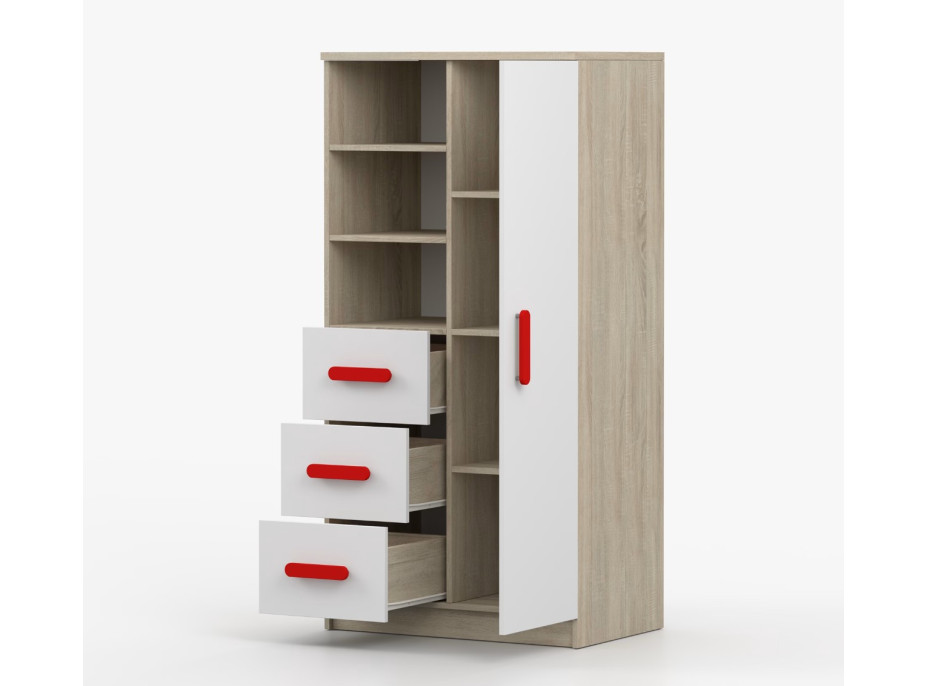 Regál SCOUT - dub sonoma/biely (8 variant)