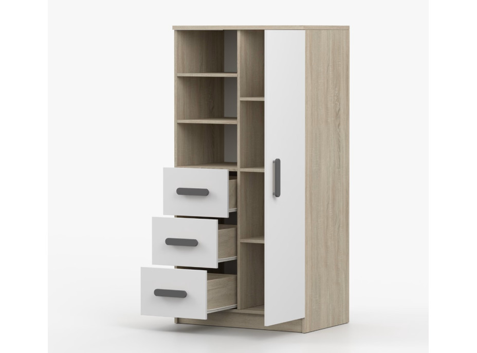 Regál SCOUT - dub sonoma/biely (8 variant)
