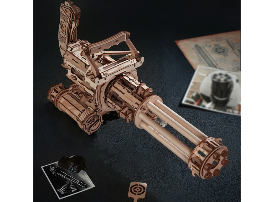 ROBOTIME Roker 3D drevené puzzle Rotačný guľomet 412 dielikov