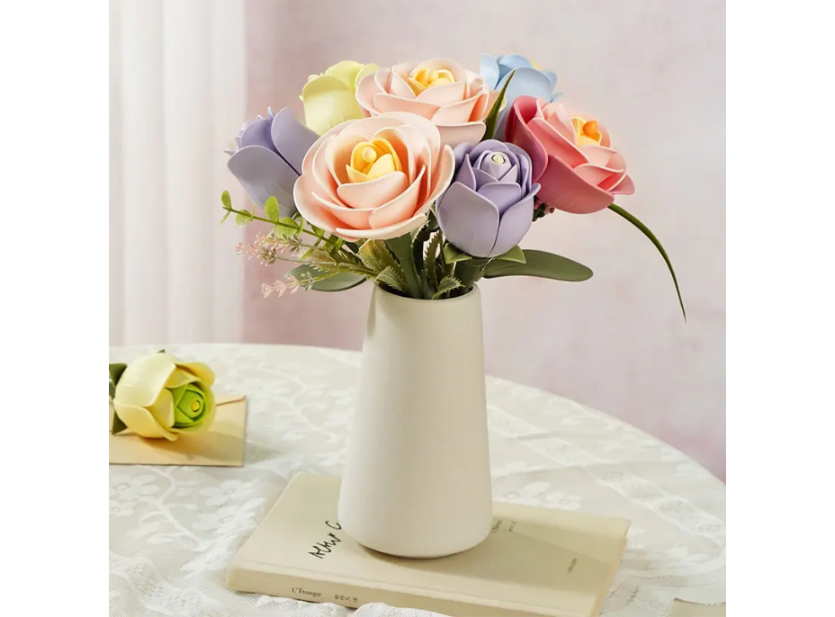 ROBOTIME Roker Floral Art: 3D puzzle Levanduľová ruža 37 dielikov