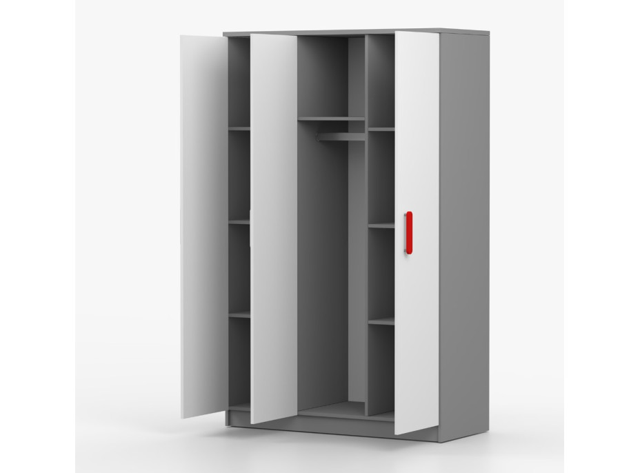 Šatní skříň SCOUT 2 - šedá/bílá (8 variant)