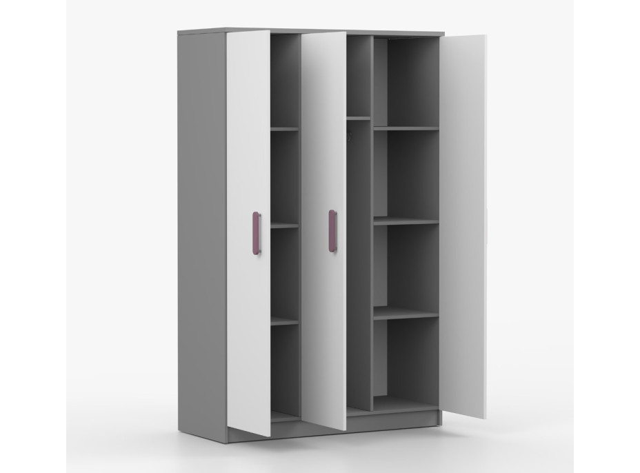 Šatní skříň SCOUT 2 - šedá/bílá (8 variant)