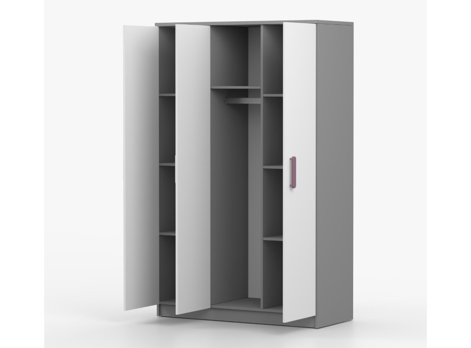 Šatní skříň SCOUT 2 - šedá/bílá (8 variant)