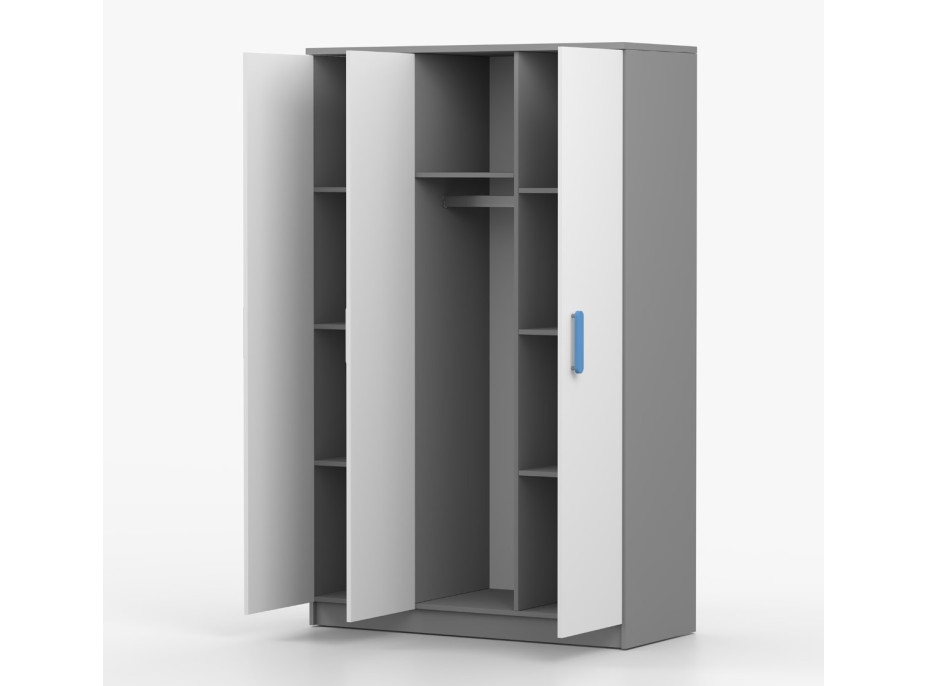 Šatní skříň SCOUT 2 - šedá/bílá (8 variant)