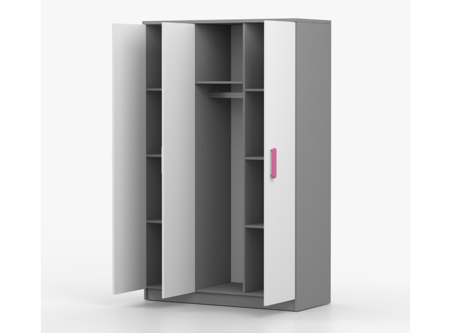 Šatníková skriňa SCOUT 2 - šedá/biela (viac variant)