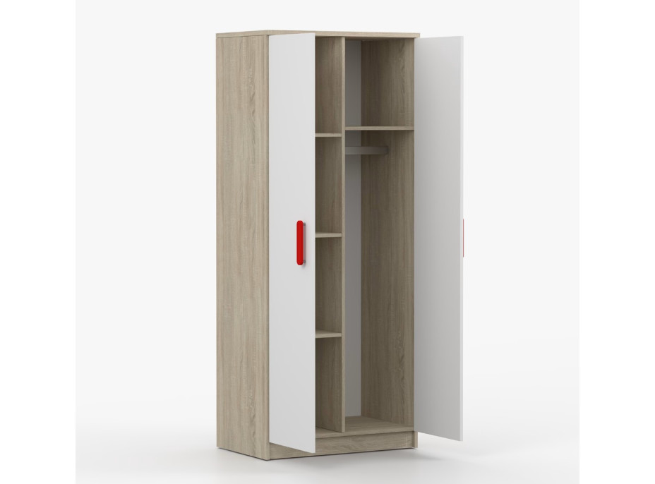 Šatníková skriňa SCOUT - dub sonoma/biela (8 variant)