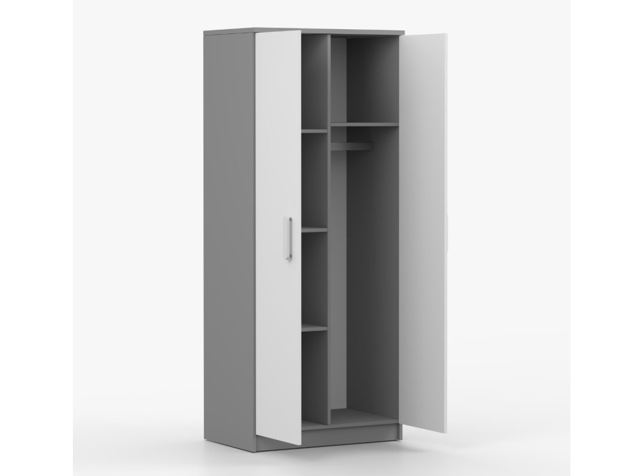 Šatníková skriňa SCOUT - šedá/biela (8 variant)