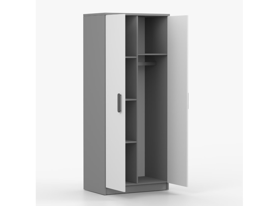 Šatníková skriňa SCOUT - šedá/biela (8 variant)