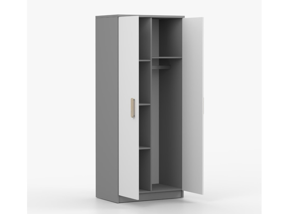 Šatníková skriňa SCOUT - šedá/biela (8 variant)