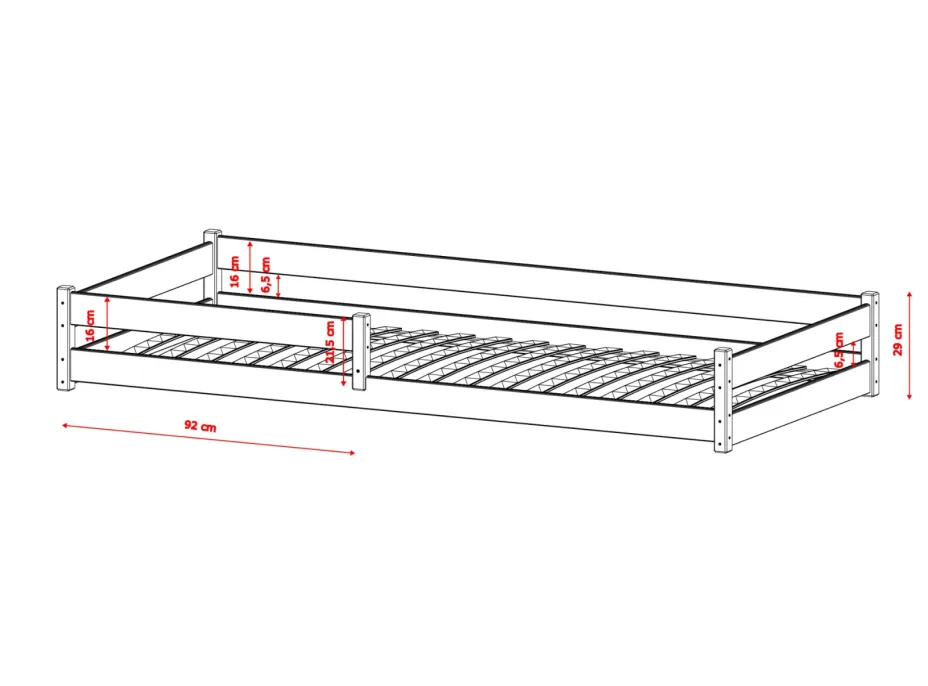 Detská Montessori posteľ z masívu borovice ALICE - 200x90 cm - PRÍRODNÁ