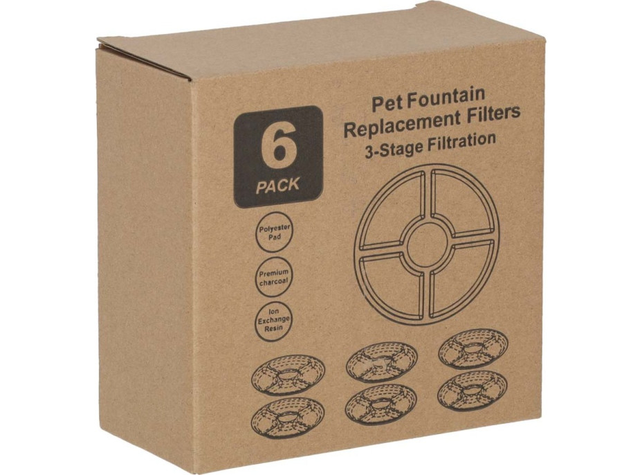 Náhradné filtre pre napájačku pre psov a mačky - sada 6 kusov