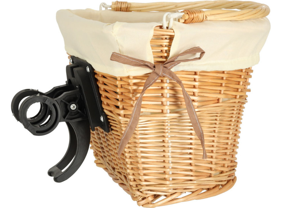 Prútený košík RALLEX na riadidlá bicykla - prírodný/biely