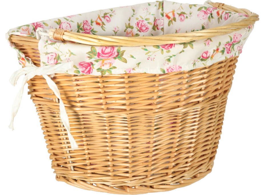 Prútený košík RALLEX na riadidlá bicykla - prírodný/kvetovaný