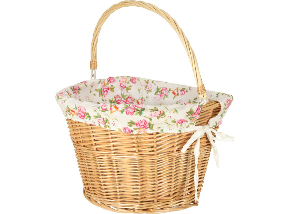 Prútený košík RALLEX na riadidlá bicykla - prírodný/kvetovaný