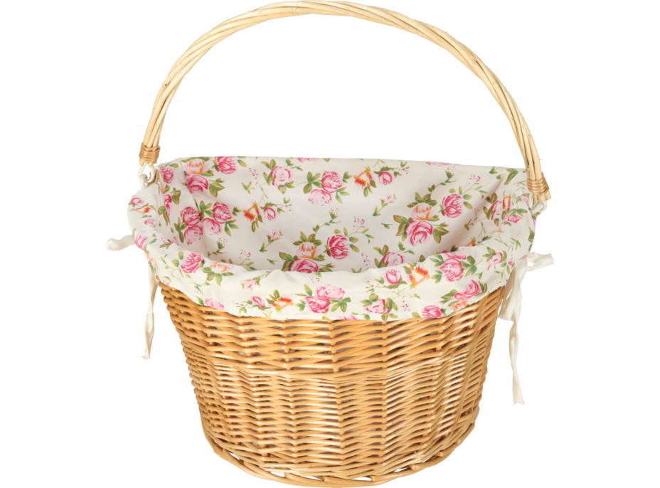 Prútený košík RALLEX na riadidlá bicykla - prírodný/kvetovaný