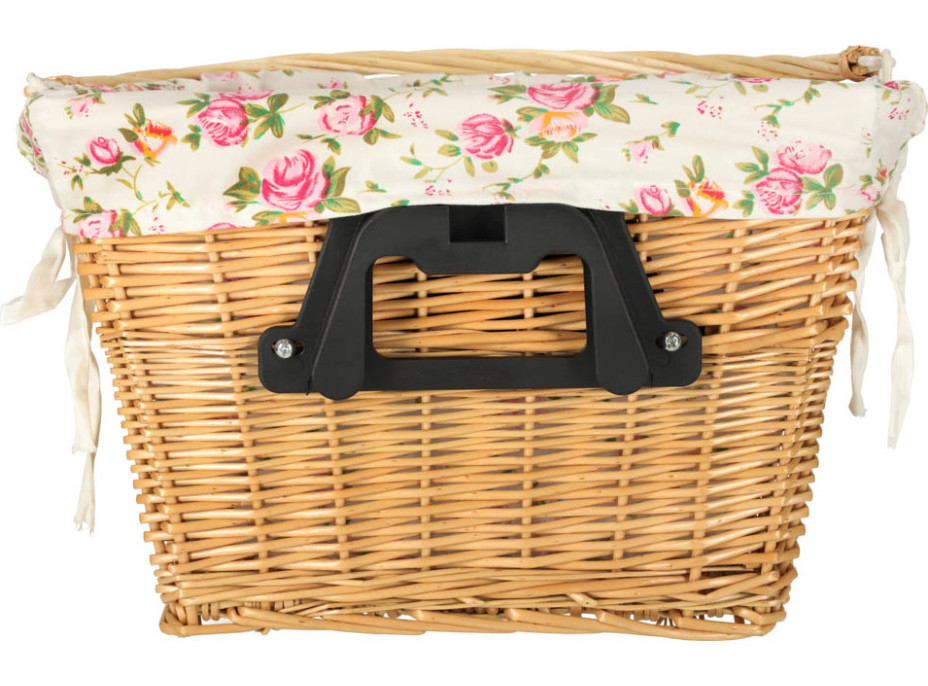 Prútený košík RALLEX na riadidlá bicykla - prírodný/kvetovaný