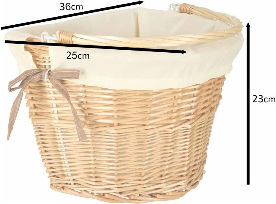 Prútený košík RALLEX na riadidlá bicykla - prírodný/biely