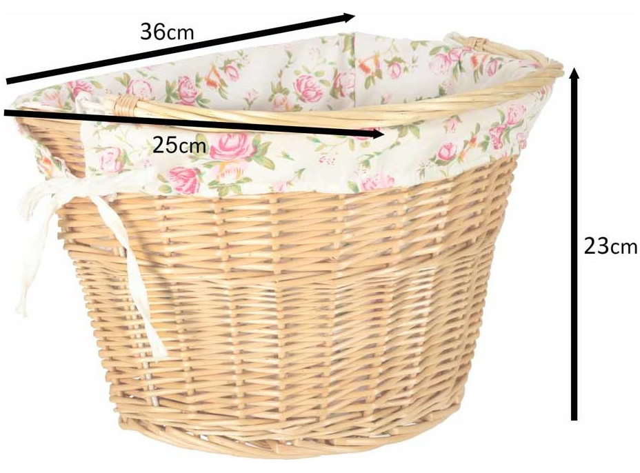 Prútený košík RALLEX na riadidlá bicykla - prírodný/kvetovaný