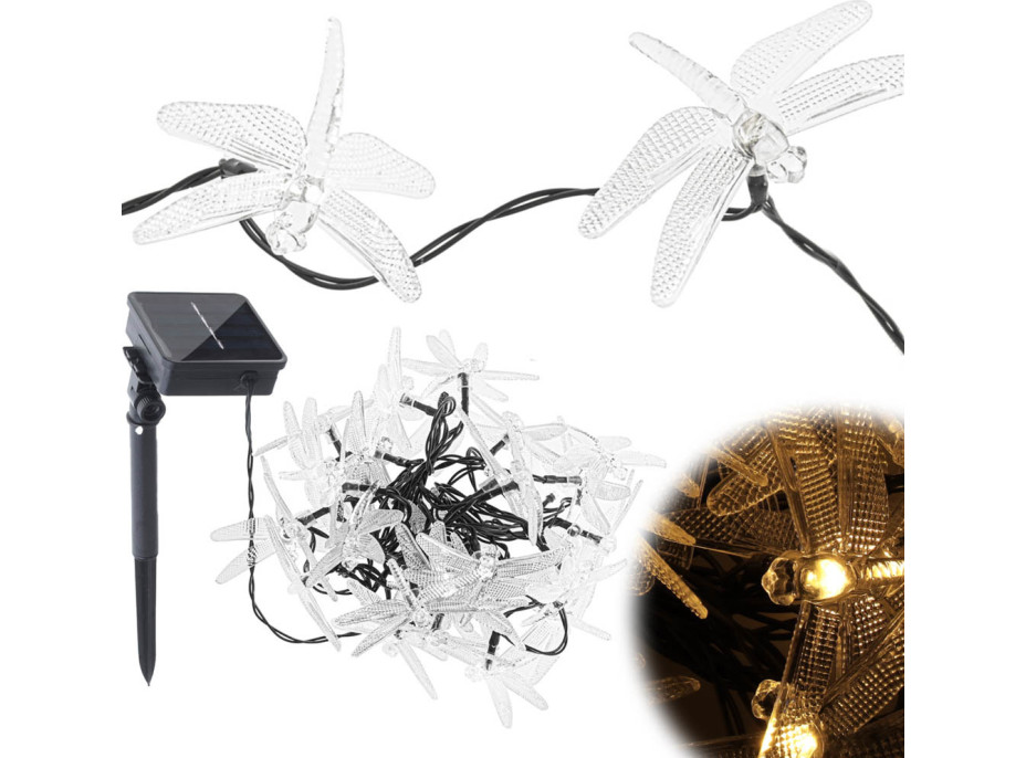 Solárne záhradné osvetlenie VÁŽKA - 6,5 m 30LED - teplá biela