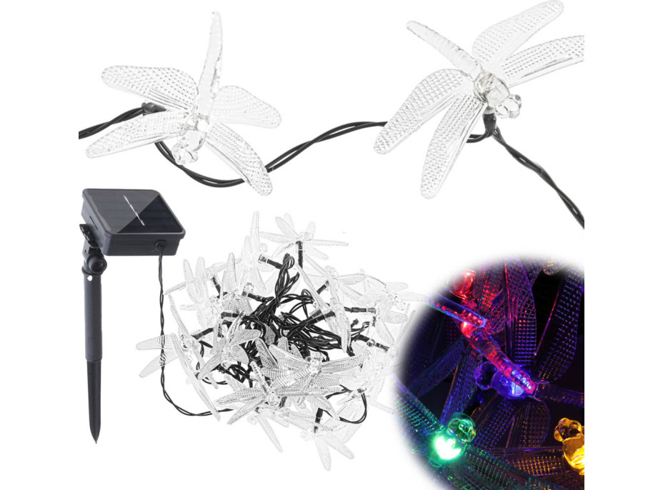 Solárne záhradné osvetlenie VÁŽKA - 6,5 m 30LED - multicolour