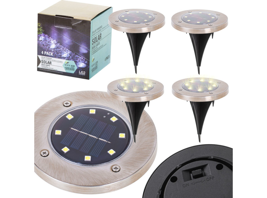 Solárne záhradné svetlá 8 LED - 4 ks - teplá biela