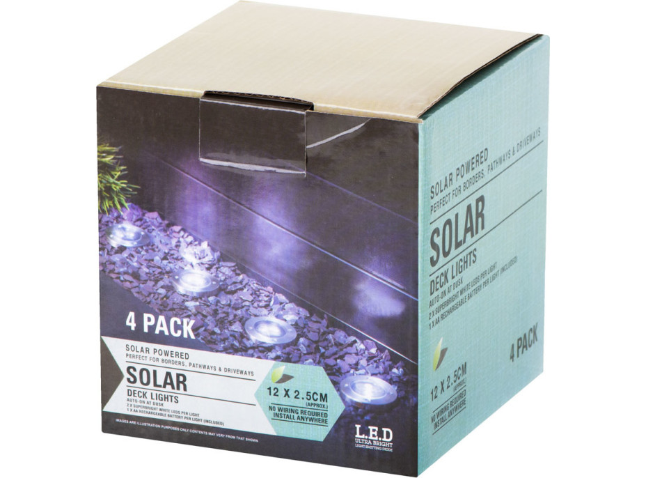 Solárne záhradné svetlá 8 LED - 4 ks - teplá biela