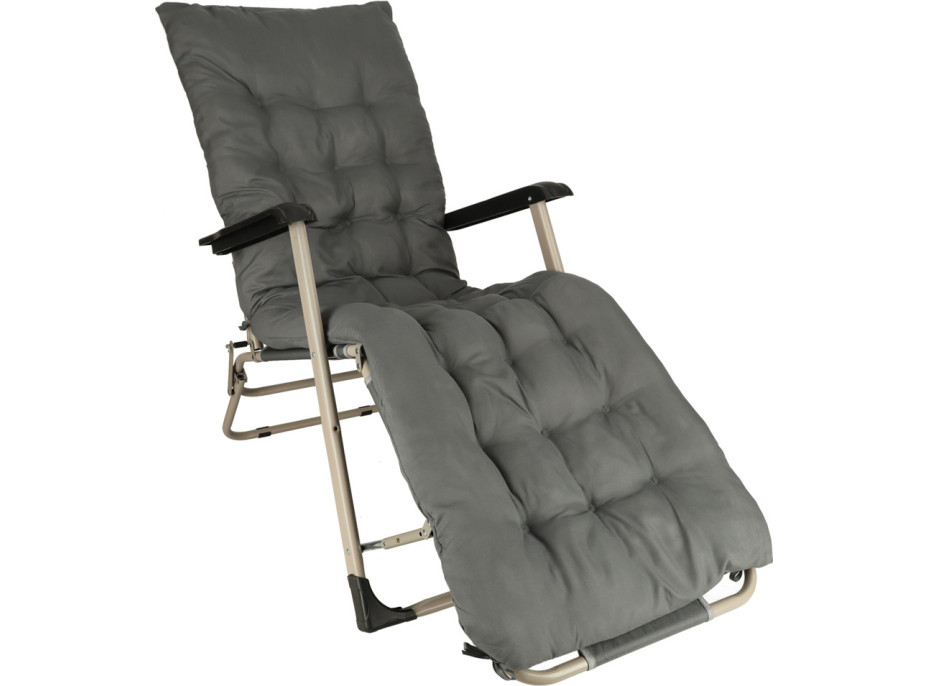 Záhradné lehátko LUARO s vankúšom - šedé