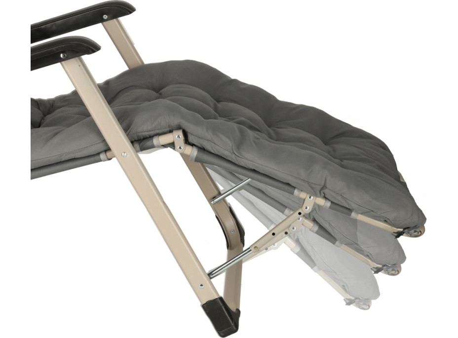 Záhradné lehátko LUARO s vankúšom - šedé