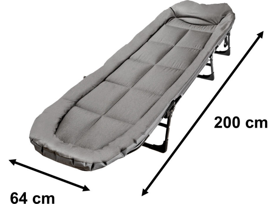 Kempingová skladacia posteľ LUARO - 190x63x30 cm - šedá