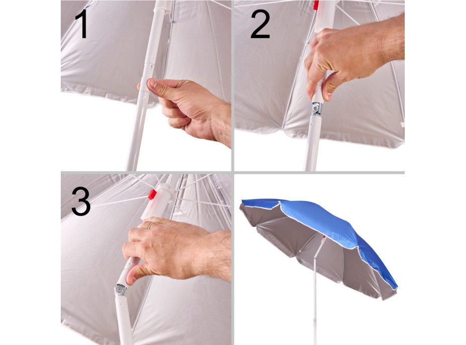 Plážový nastaviteľný slnečník 150 cm - modrý