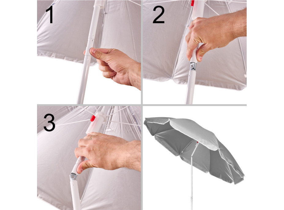 Plážový nastaviteľný slnečník 150 cm - šedý