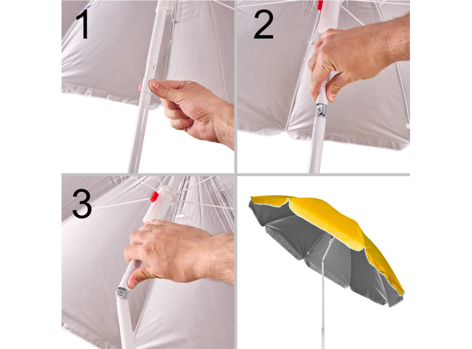 Plážový nastaviteľný slnečník 150 cm - žltý
