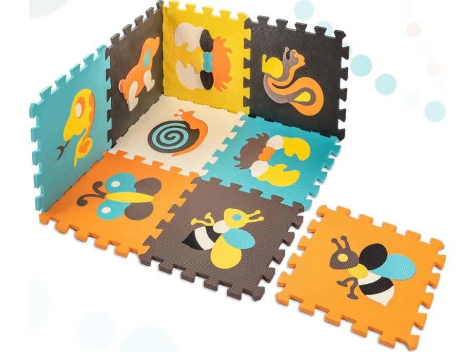 Penová podložka pre deti Farebné zvieratká - 85x85x1 cm - 9 ks