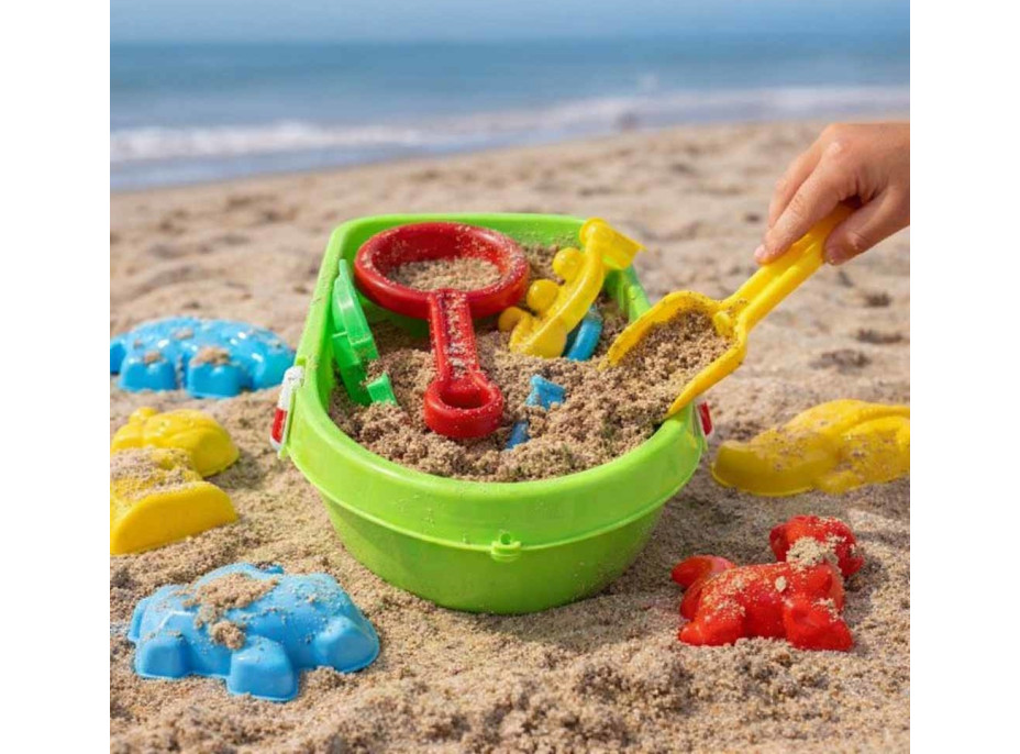 Súprava formičiek na piesok Loď so striekacou pištoľou - 12 kusov