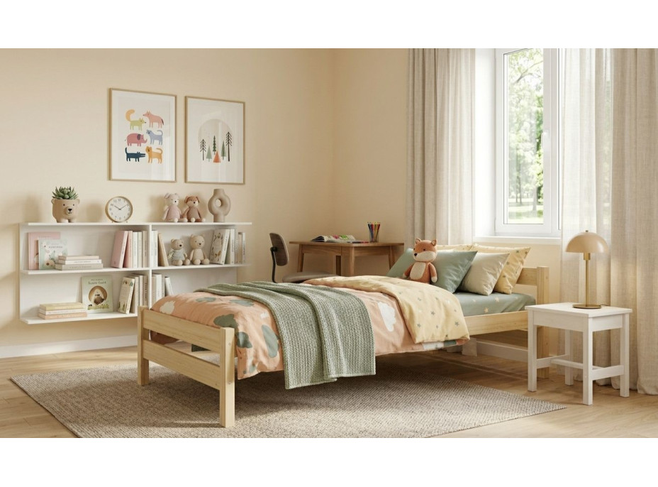 Detská posteľ z masívu borovice ALEXANDR - 180x80 cm - bez povrchových úprav