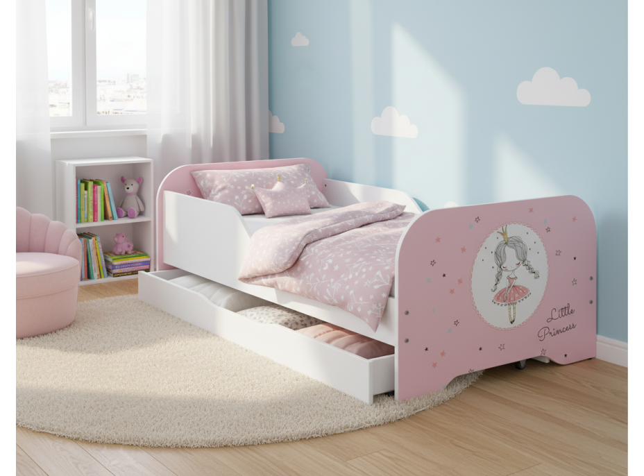 Detská posteľ KIM - PRINCEZNÁ 140x70 cm + MATRAC