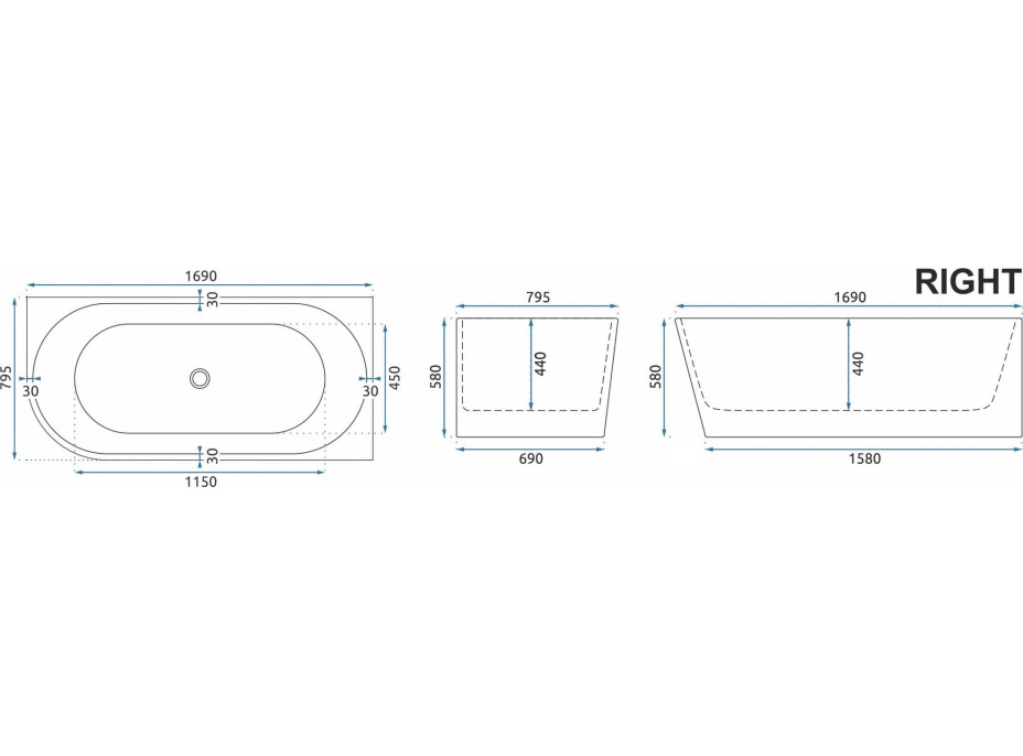 (KÓPIA) Rohová akrylová vaňa SYDNEY 170cm