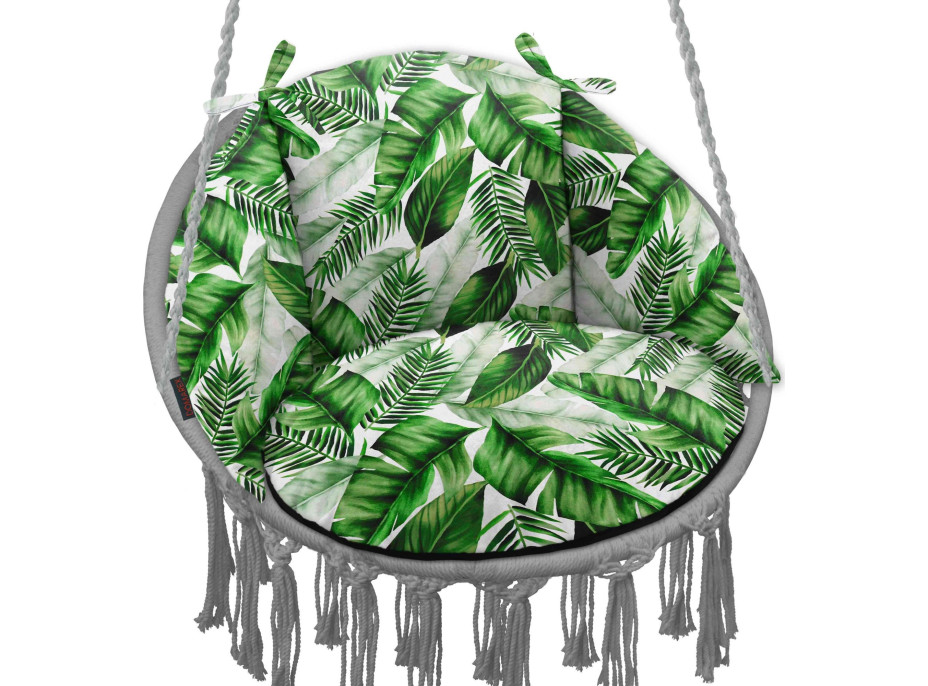 Vodeodolný obojstranný vankúš do závesného kresla LUNA UP - Listy banánovníka - zelené + čierna