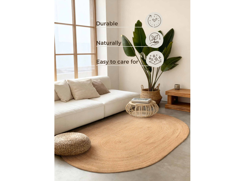 Kusový koberec Jute Braided 106005 Gold ovál