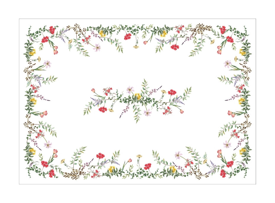 Veľkonočný obrus BLISS Kvety - 140x200 cm - biely