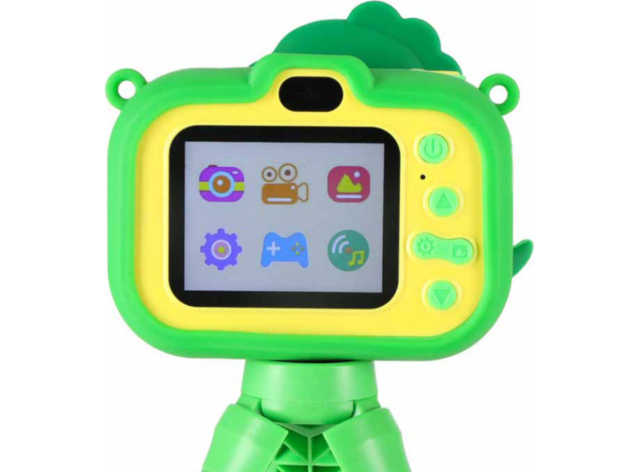 Detský digitálny fotoaparát na statíve Dinosaurus - zelený