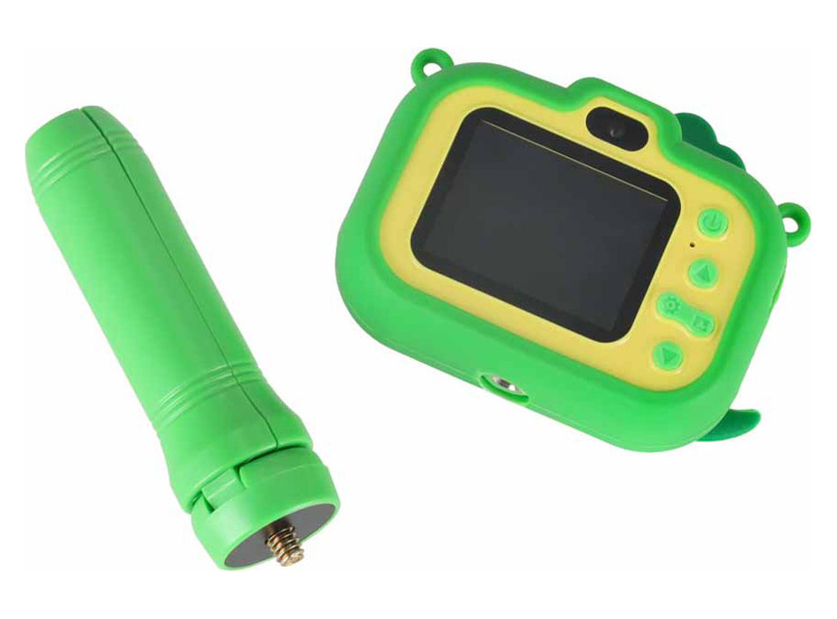 Detský digitálny fotoaparát na statíve Dinosaurus - zelený