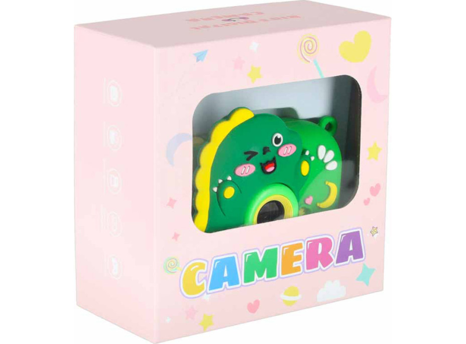 Detský digitálny fotoaparát na statíve Dinosaurus - zelený