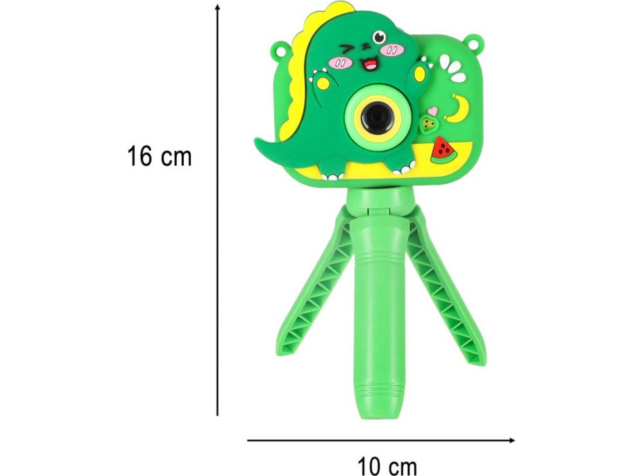 Detský digitálny fotoaparát na statíve Dinosaurus - zelený