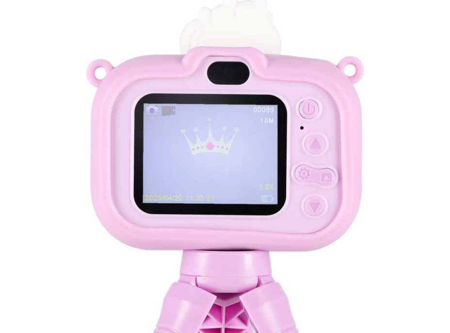 Detský digitálny fotoaparát na statíve Jednorožec - fialový